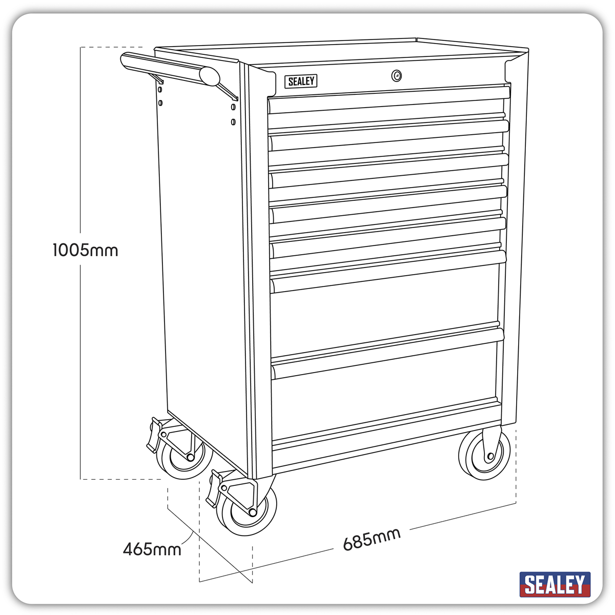 Superline PRO® Rollcab, 7 Drawer, Black (AP26479TB) (Factory Refurbished C)