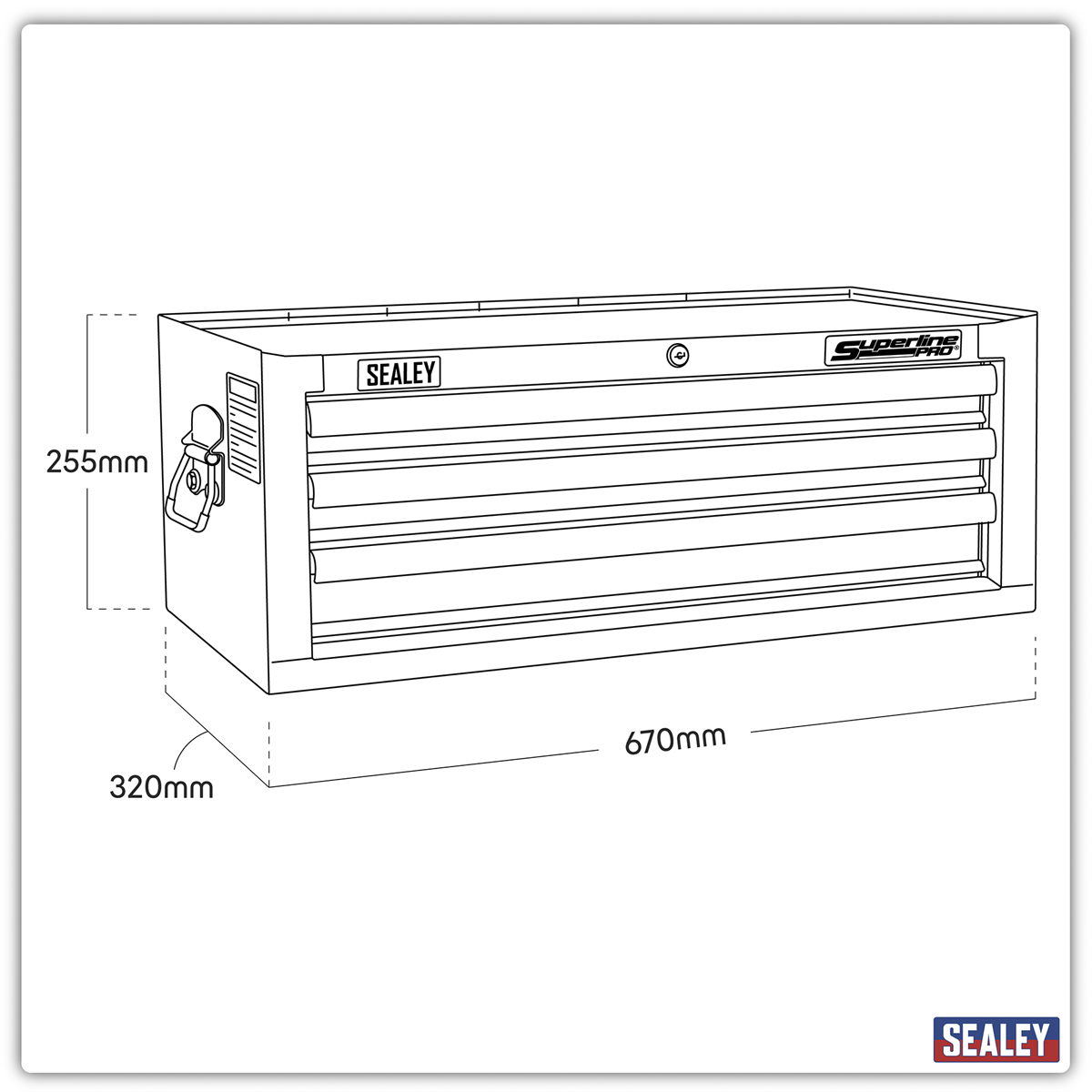 Superline PRO® Mid-Box Tool Chest, 3 Drawer, Red (AP3339) (Factory Refurbished D)