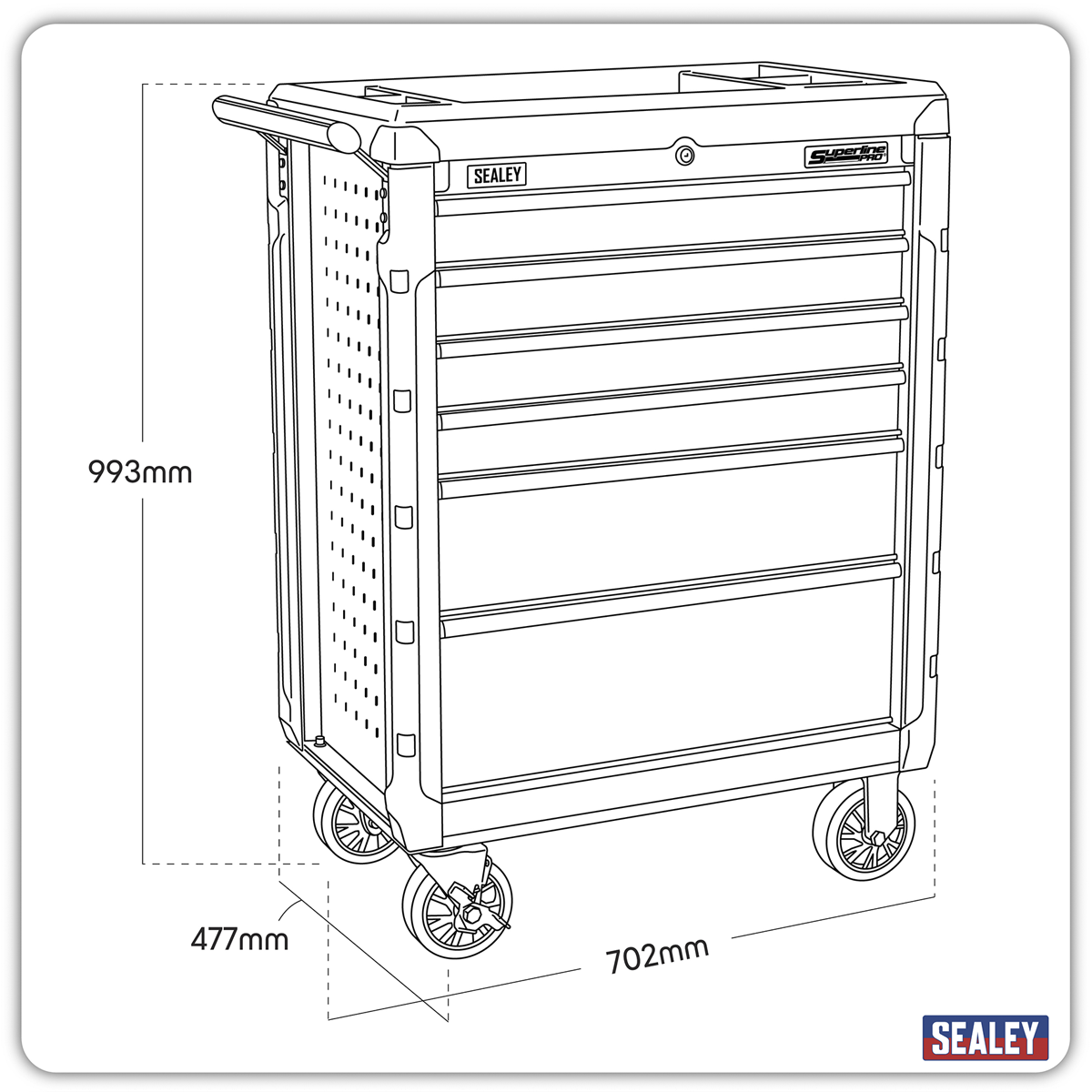 Superline PRO® Rollcab, 6 Drawer, Red (AP3406) (Factory Refurbished B)