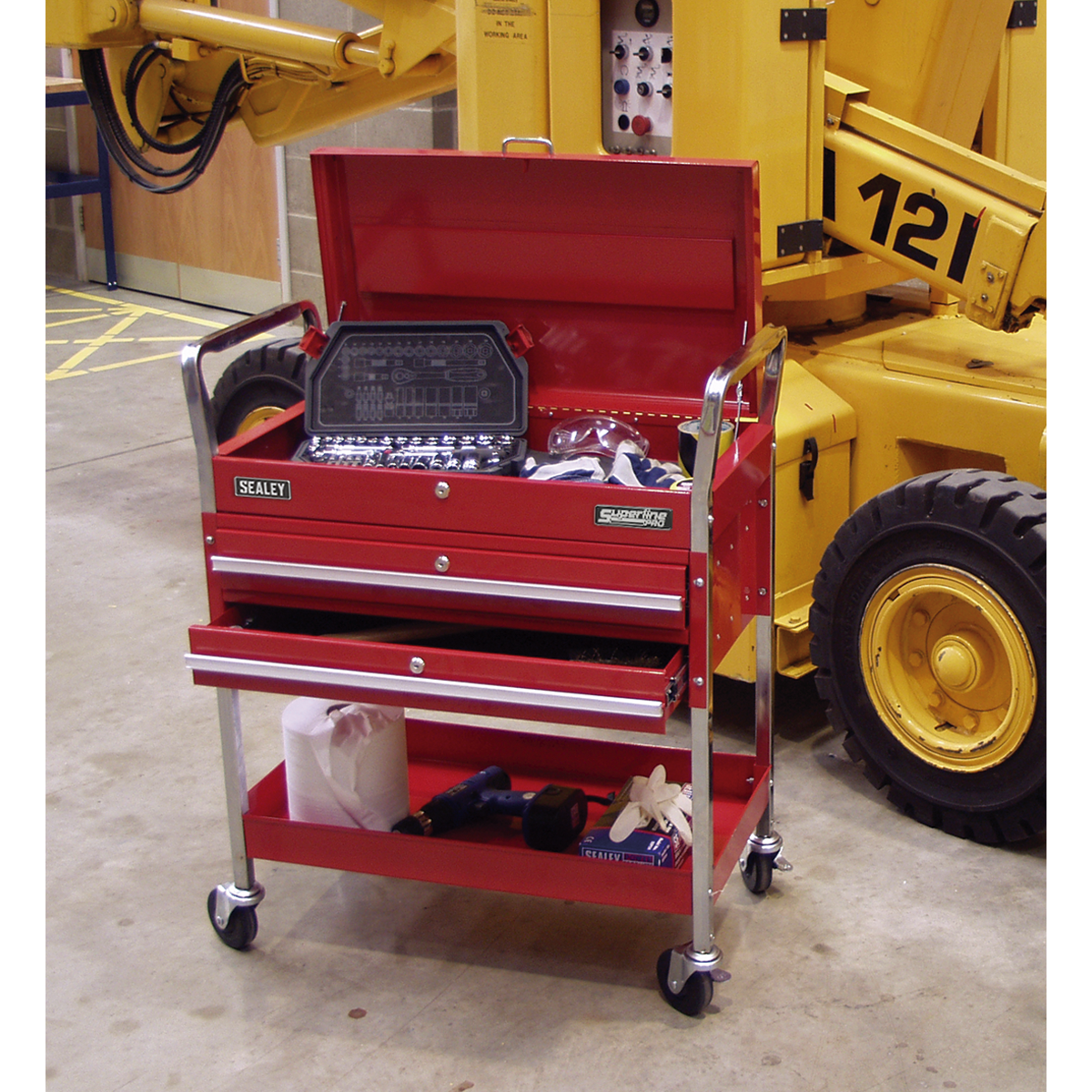 Superline PRO® Heavy-Duty Trolley with Lockable Top, 2 Drawer, 2-Level (CX1042D) (Factory Refurbished B)