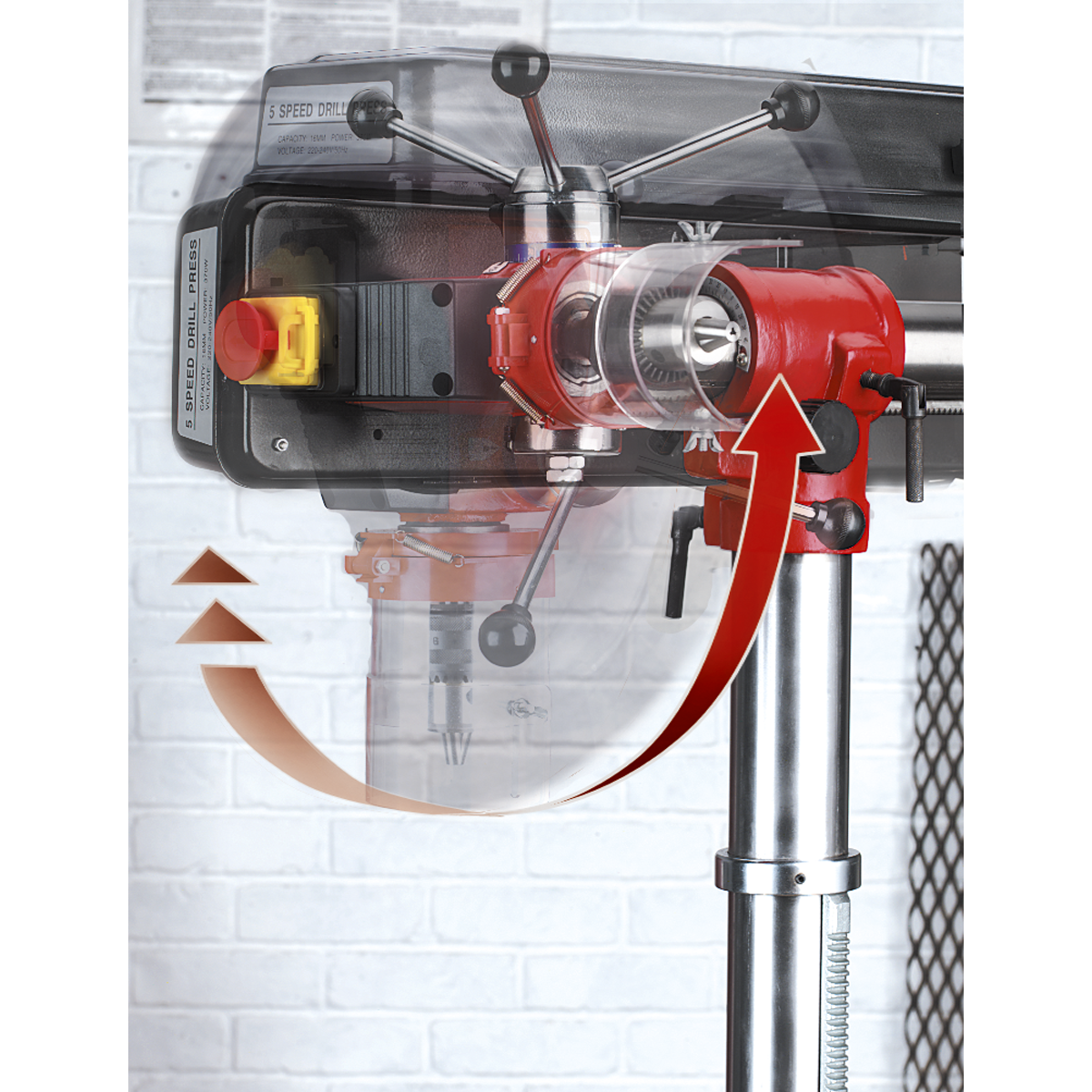 Floor Radial Pillar Drill 1620mm, 5-Speed, 550W (GDM1630FR) (Factory Refurbished B)