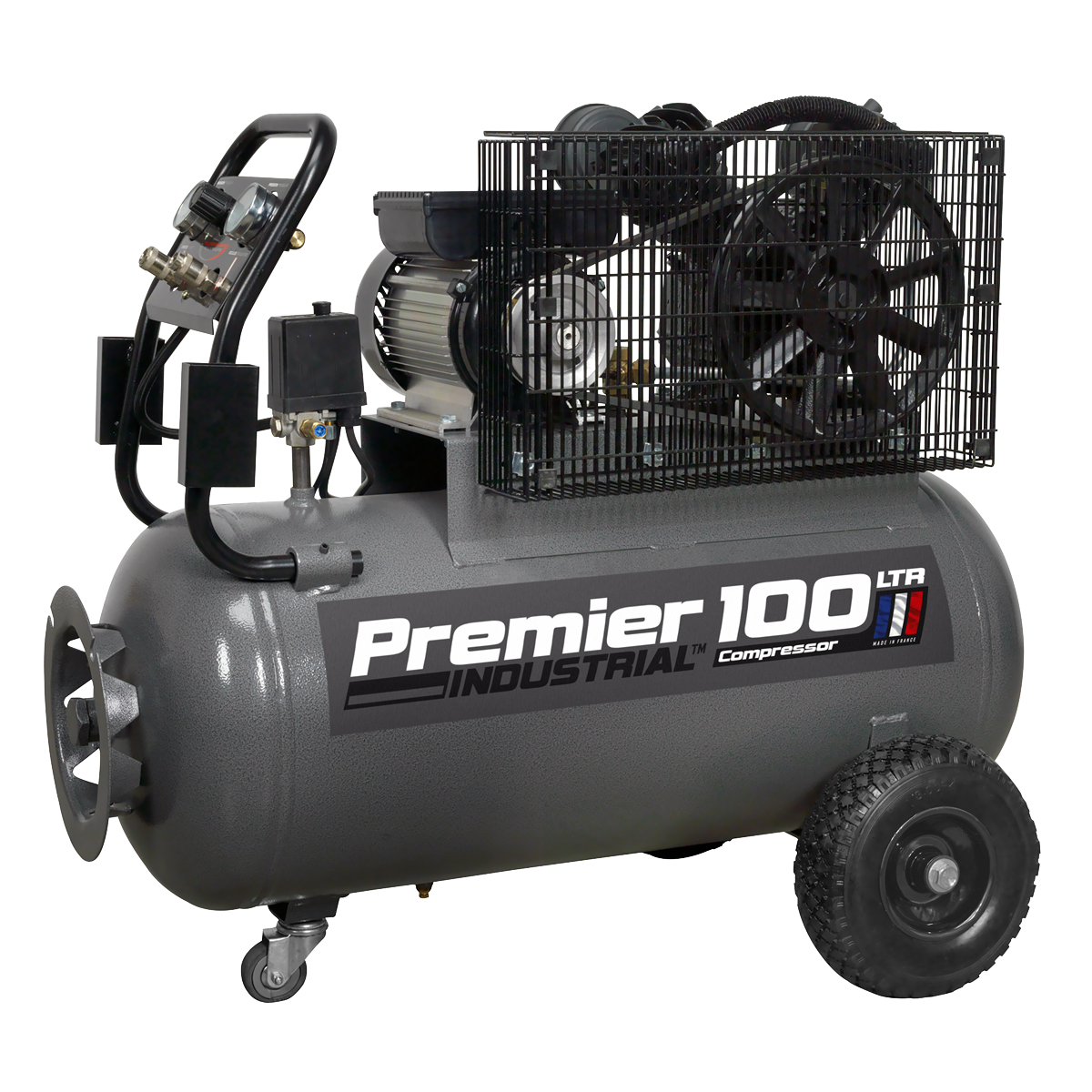 Premier 100L Belt Drive Air Compressor with Front Panel, 3hp (SAC3103B) (Factory Refurbished B)