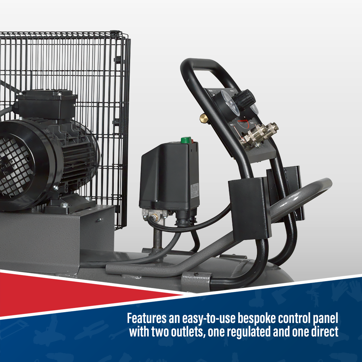 Premier 200L Belt Drive Air Compressor with Front Panel, 3hp (SAC3203B) (Factory Refurbished B)