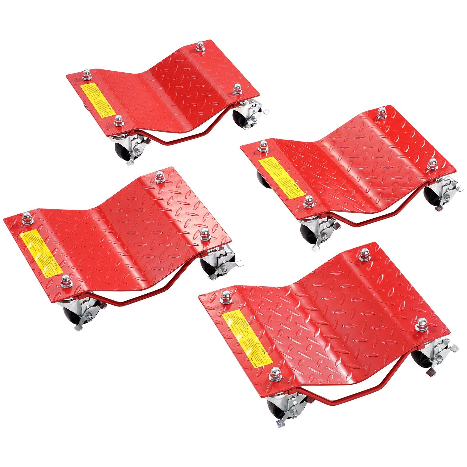 VEVOR Vehicle Positioning Dolly Set (4 PCS), 3.6-Ton Total Capacity, Steel Car Moving Dollies with Wheels, Vehicle Positioning and Maneuvering Aid for Cars, Trucks, Trailers, Motorcycles, and Boats, Red.