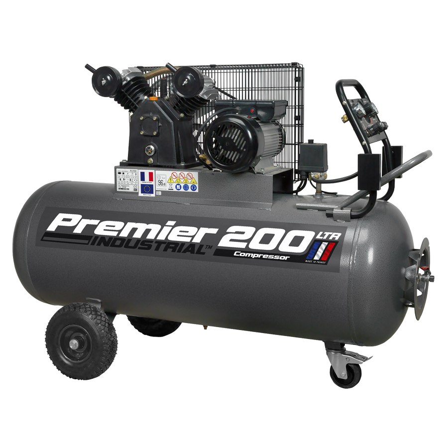 200 litre belt drive workshop air compressor