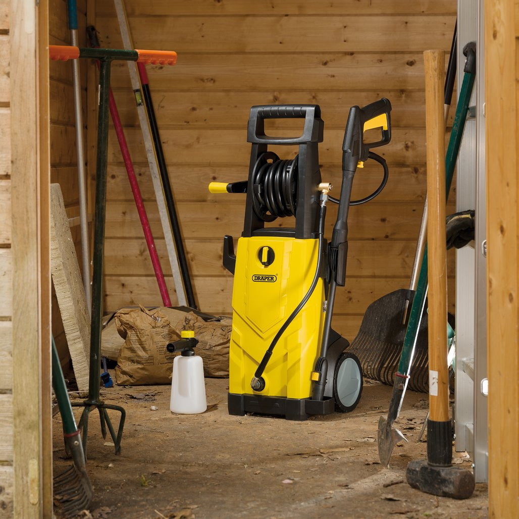 Draper Pressure Washer with Total Stop, 165bar, 2200W, Yellow (03096)
