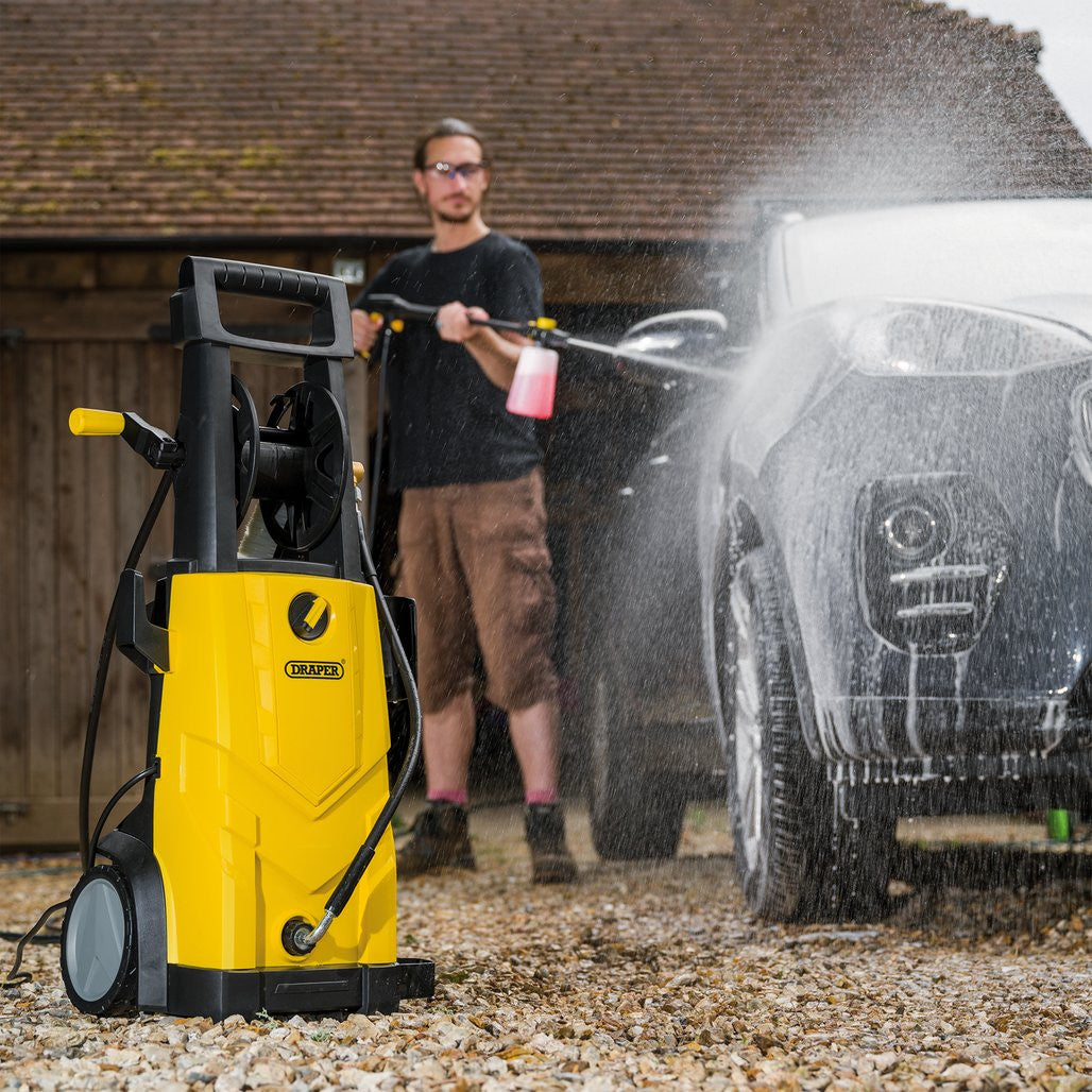 Draper Pressure Washer with Total Stop, 165bar, 2200W, Yellow (03096)