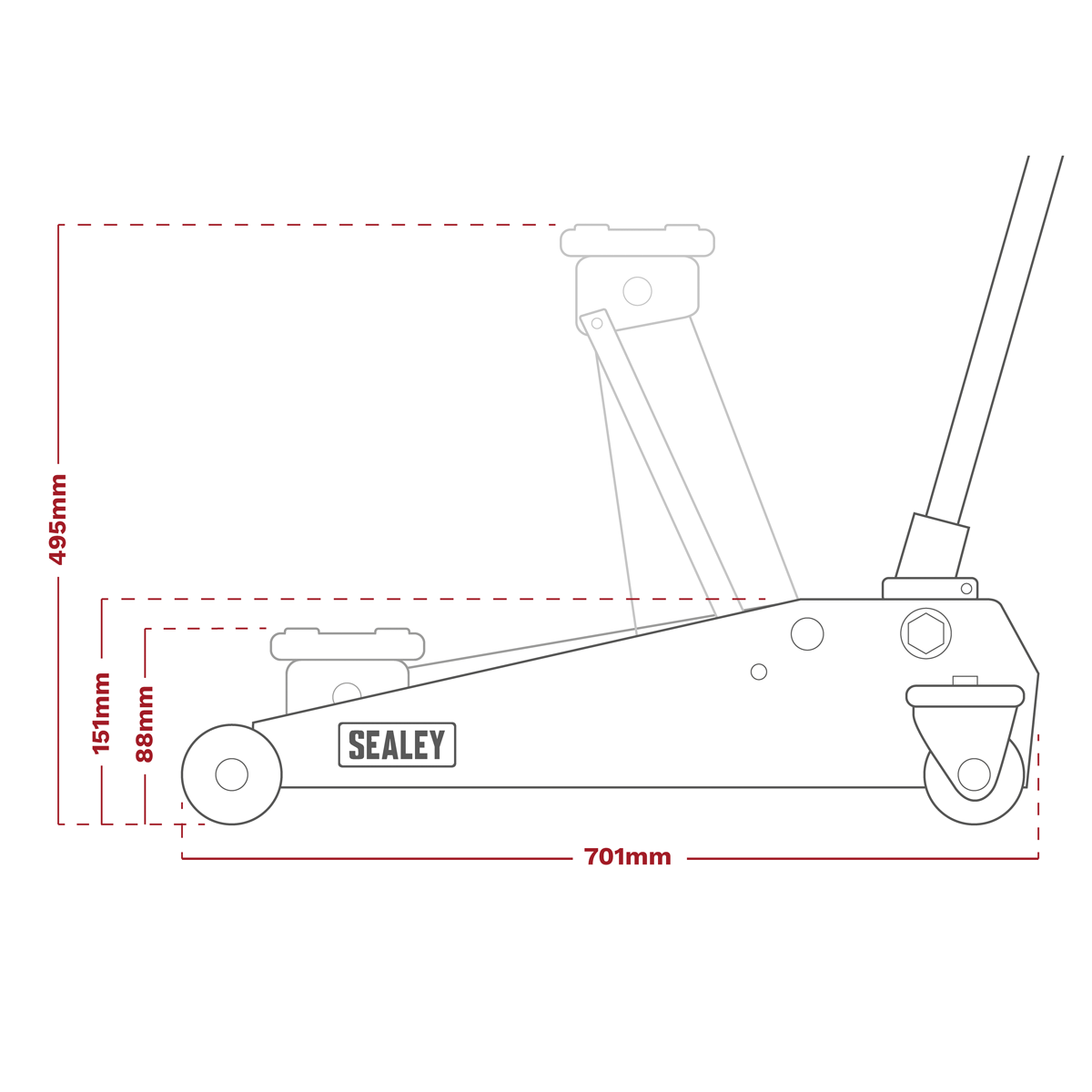Premier Low Profile Trolley Jack with Rocket Lift, 2.5 Tonne (2501LE) (Factory Refurbished C)