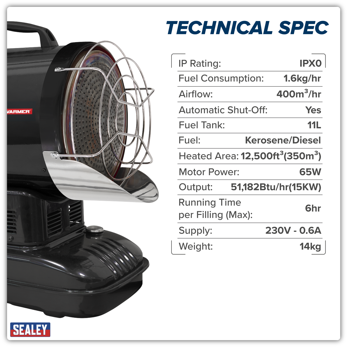 Infrared Space Warmer® Kerosene/Diesel Heater, 51,000Btu/hr (IR115) (Factory Refurbished B)