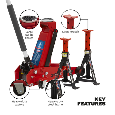 Standard Chassis Trolley Jack with Axle Stands, 3 Tonne (3010CX) (Factory Refurbished B)