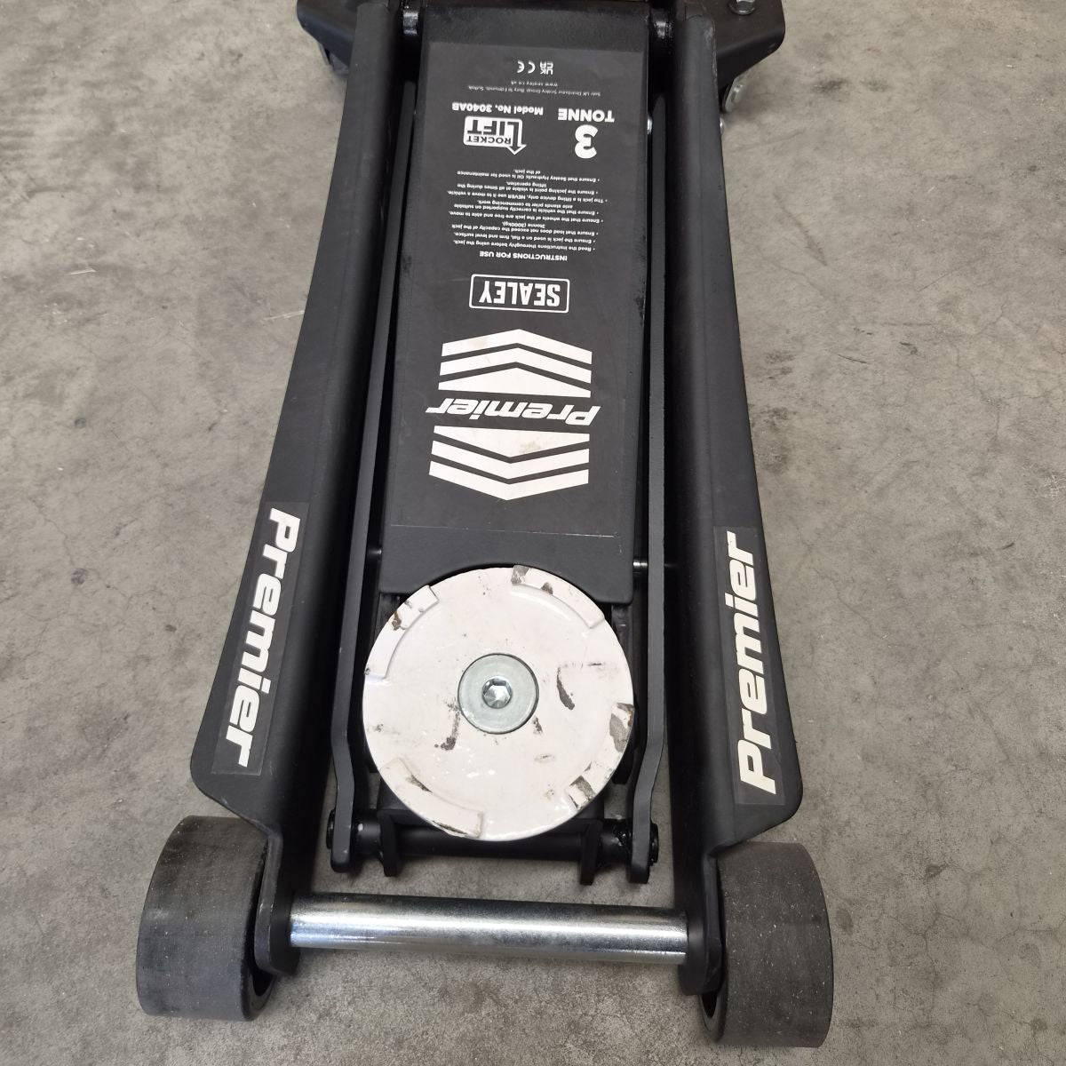Premier Low Entry Trolley Jack with Rocket Lift, 3 Tonne, Black (3040AB) (Factory Refurbished C)