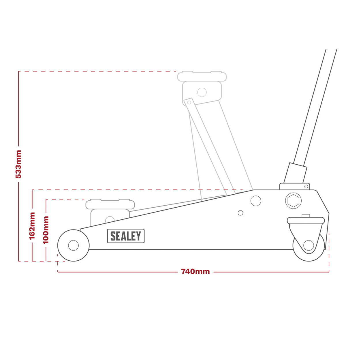 Premier Low Entry Trolley Jack with Rocket Lift, 3 Tonne, Black (3040AB) (Factory Refurbished C)