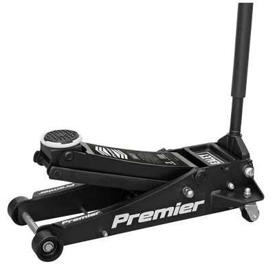 Premier Low Entry Trolley Jack with Rocket Lift, 3 Tonne, Black (3040AB) (Factory Refurbished C)