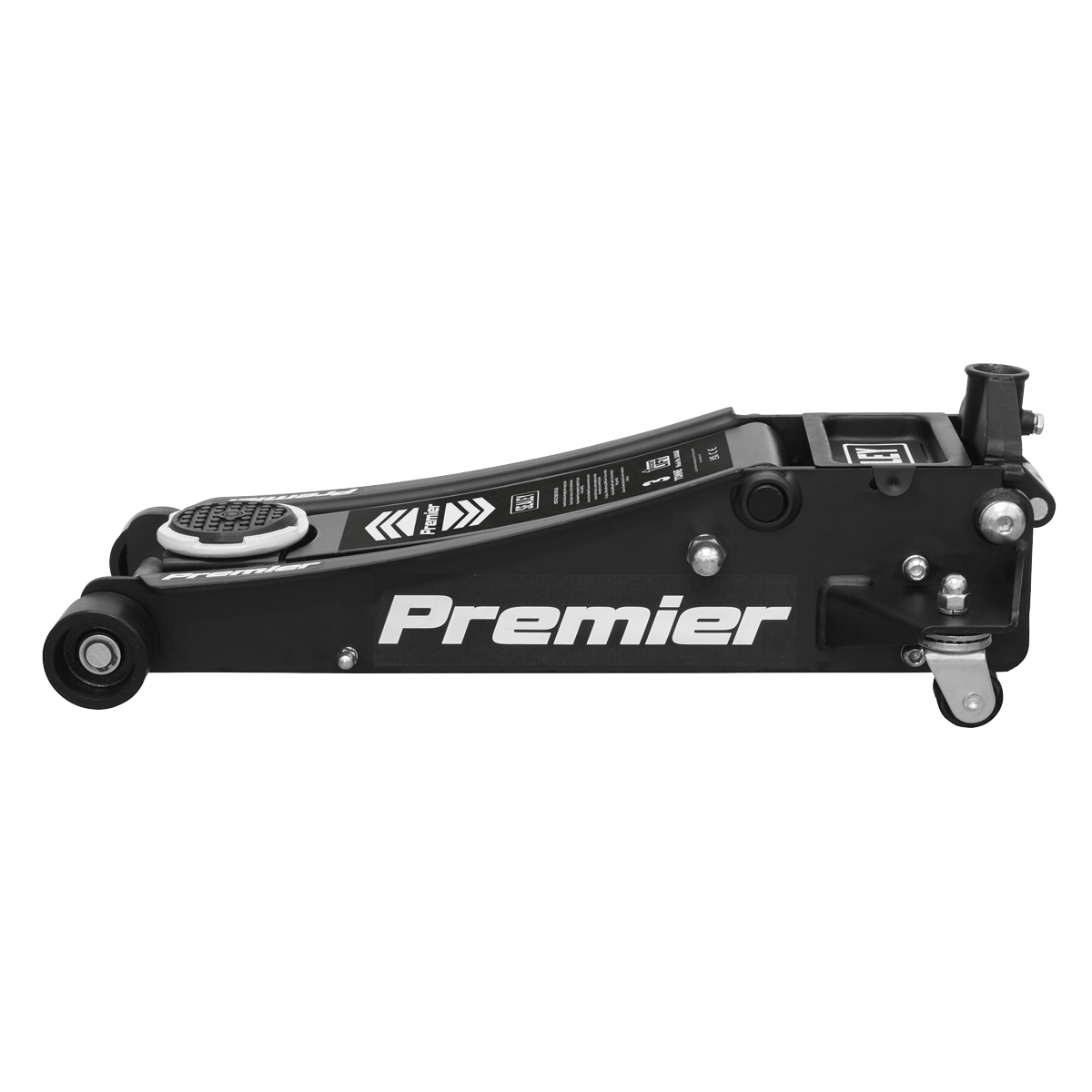 Premier Low Entry Trolley Jack with Rocket Lift, 3 Tonne, Black (3040AB) (Factory Refurbished C)