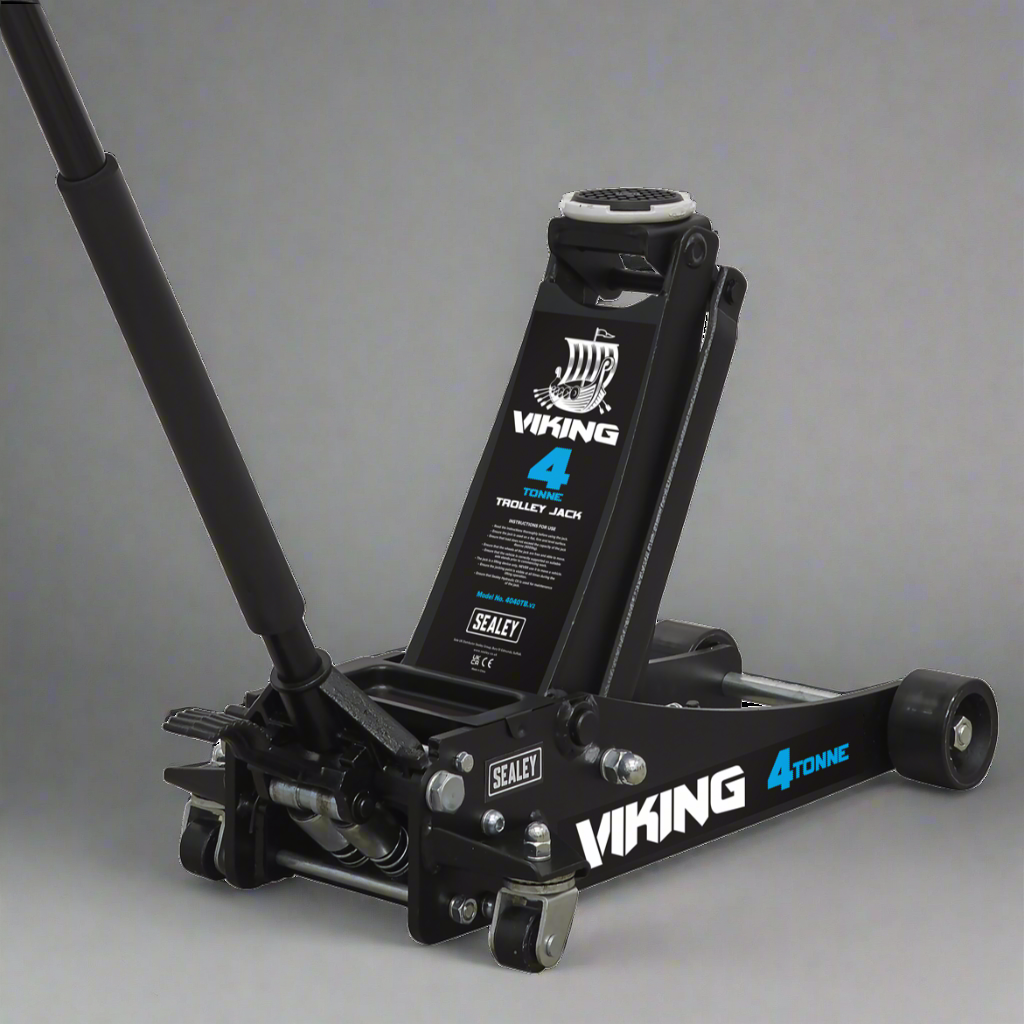 Viking Low Entry Trolley Jack with Rocket Lift, 4 Tonne, Black (4040TB) (Factory Refurbished B)