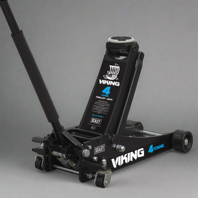 Viking Low Entry Trolley Jack with Rocket Lift, 4 Tonne, Black (4040TB) (Factory Refurbished B)