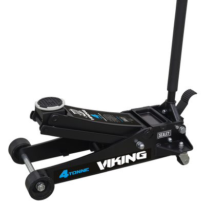 Viking Low Entry Trolley Jack with Rocket Lift, 4 Tonne, Black (4040TB) (Factory Refurbished B)