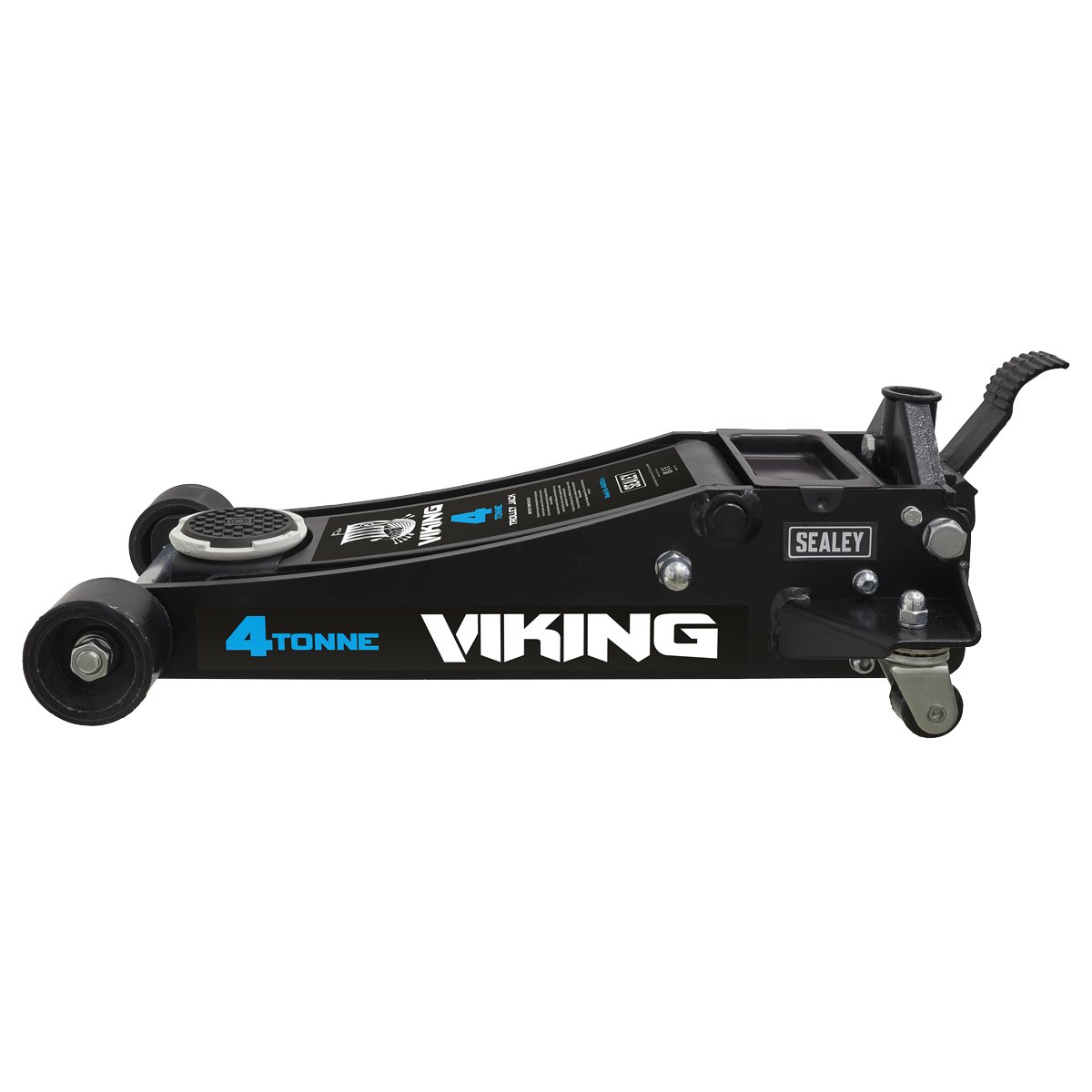 Viking Low Entry Trolley Jack with Rocket Lift, 4 Tonne, Black (4040TB) (Factory Refurbished B)