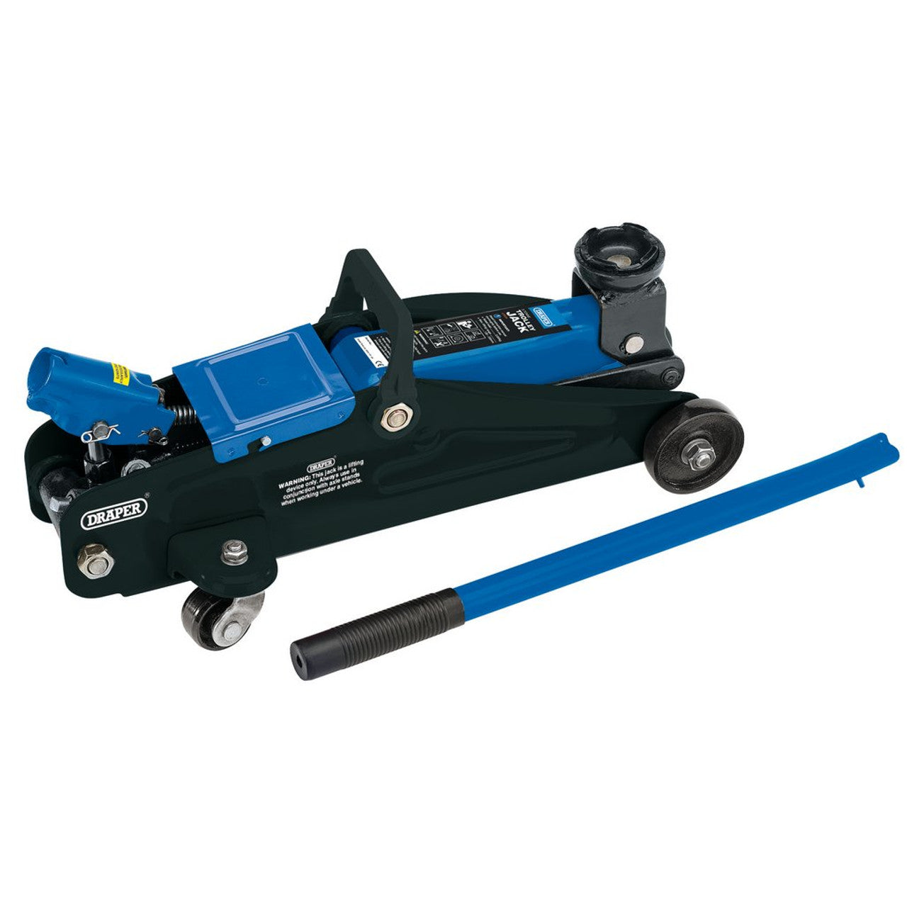 Draper Short Chassis Trolley Jack with Storage Case, 2 Tonne, Blue (54635)