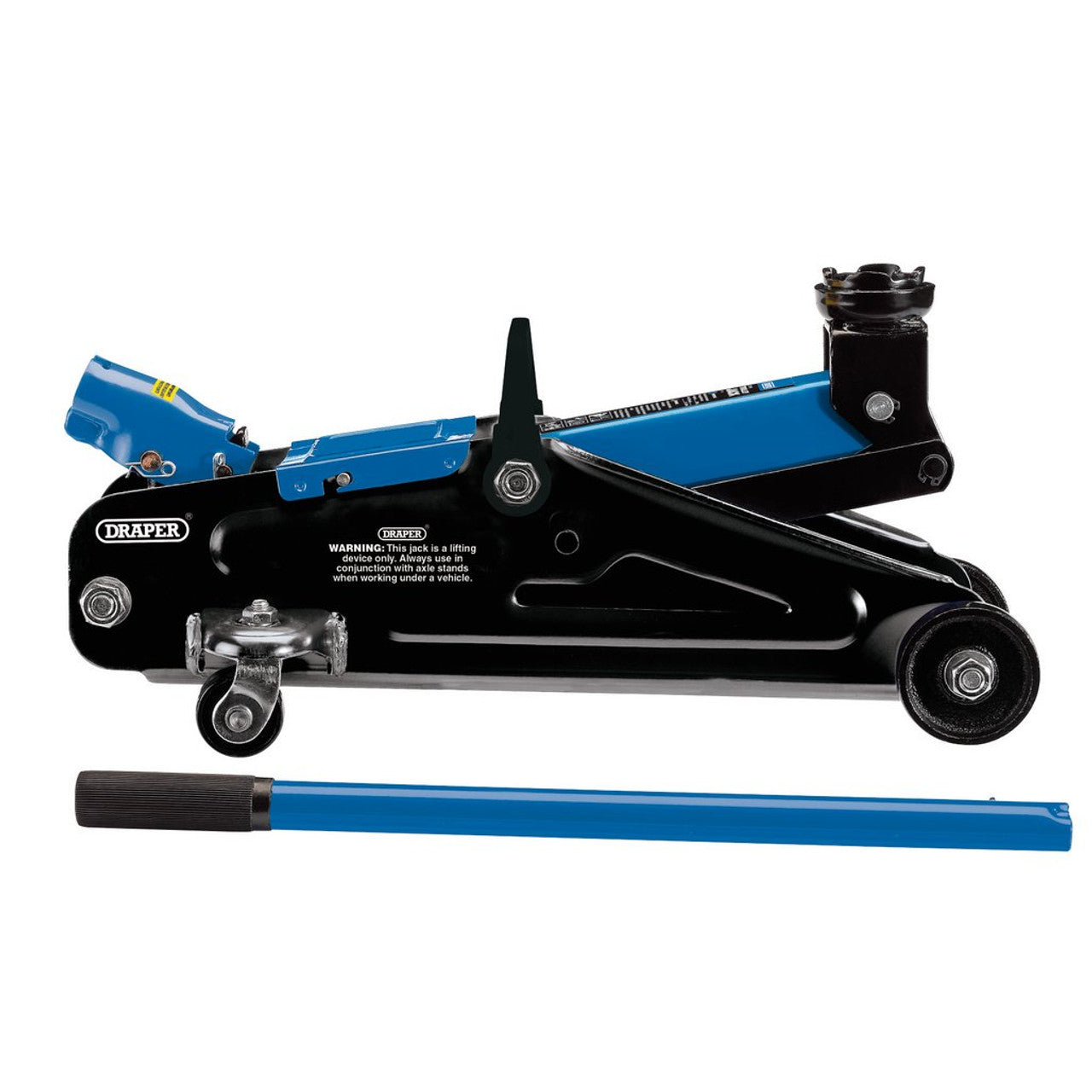 Draper Short Chassis Trolley Jack with Storage Case, 2 Tonne, Blue (54635)
