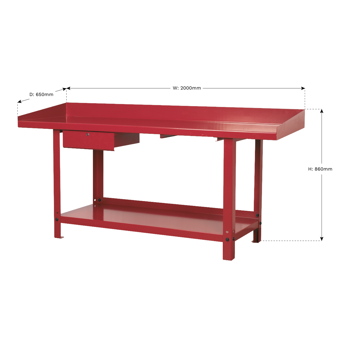 Steel Workbench with Drawer 2m (Factory Refurbished B)
