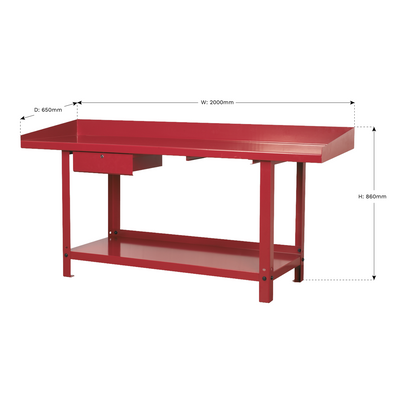 Steel Workbench with Drawer 2m (Factory Refurbished B)