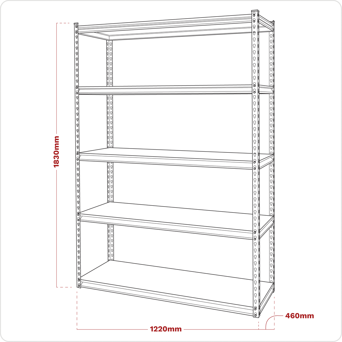 Racking Unit with 5 Shelves 220kg Capacity Per Level (Factory Refurbished A)