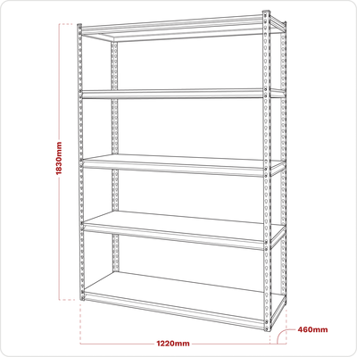 Racking Unit with 5 Shelves 220kg Capacity Per Level (Factory Refurbished A)
