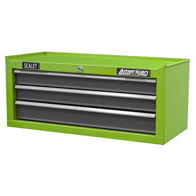 American PRO® Mid-Box Tool Chest, 3 Drawer, Green/Grey (AP22309BBHV) (Factory Refurbished A)