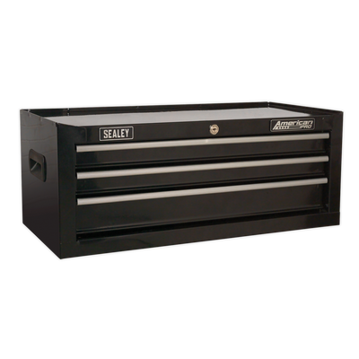American PRO® Topchest, Mid-Box Chest & Rollcab Stack, 14 Drawer, Black (AP22BSTACK) (Factory Refurbished A)