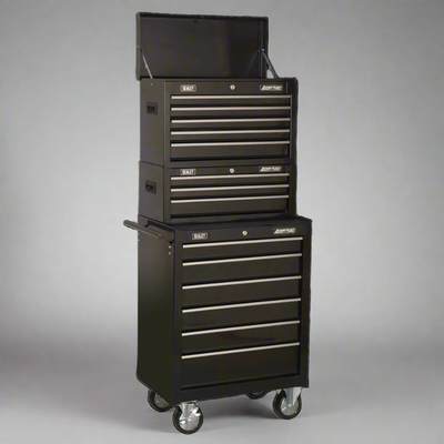 American PRO® Topchest, Mid-Box Chest & Rollcab Stack, 14 Drawer, Black (AP22BSTACK) (Factory Refurbished A)