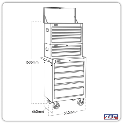 American PRO® Topchest, Mid-Box Chest & Rollcab Stack, 14 Drawer, Black (AP22BSTACK) (Factory Refurbished A)