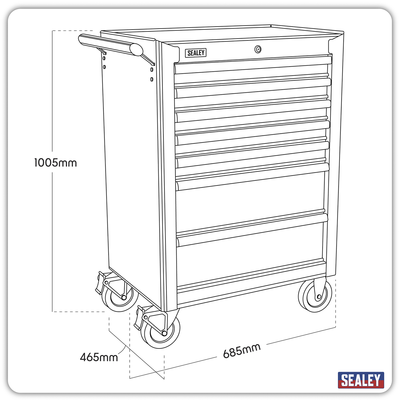 Superline PRO® Rollcab, 7 Drawer, Black (AP26479TB) (Factory Refurbished C)