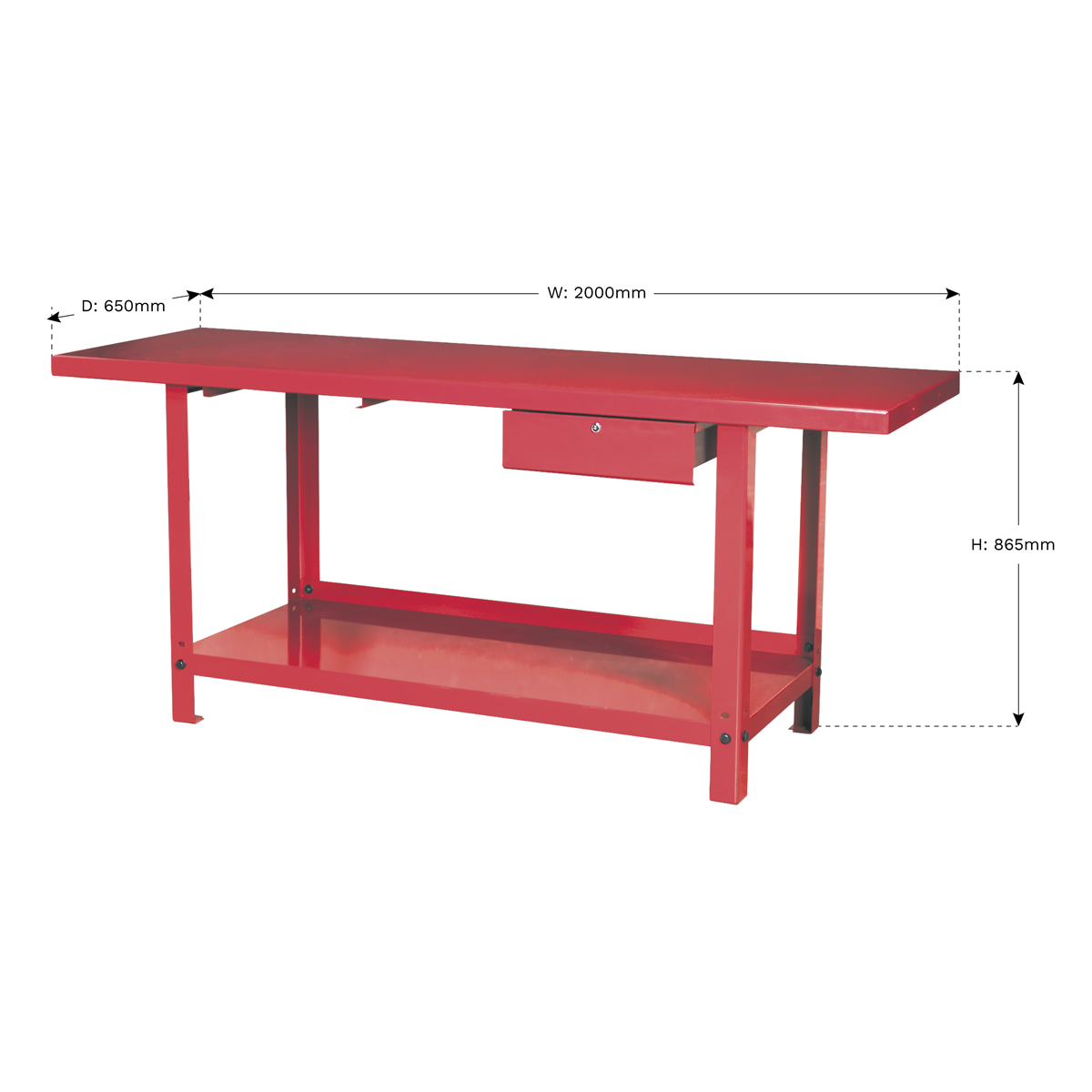 Steel Workbench with Drawer 2m (Factory Refurbished B)