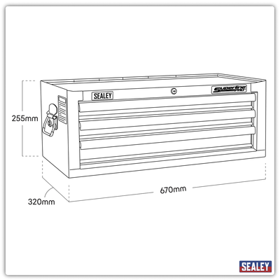 Superline PRO® Mid-Box Tool Chest, 3 Drawer, Red (AP3339) (Factory Refurbished D)