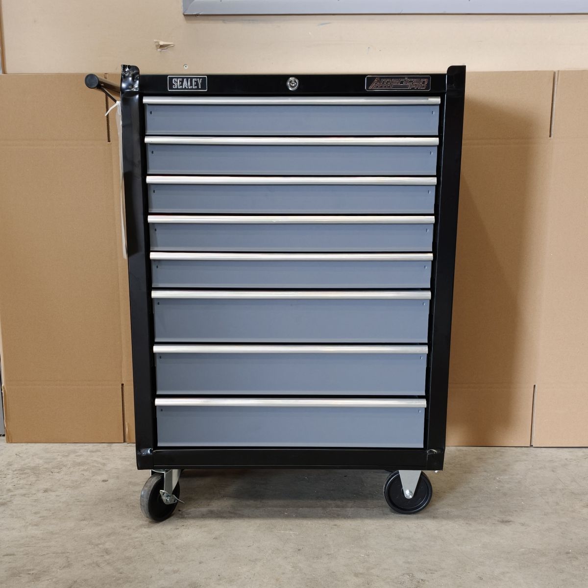 American PRO® Rollcab, 8 Drawer, Black/Grey (AP3508TB) (Factory Refurbished C)