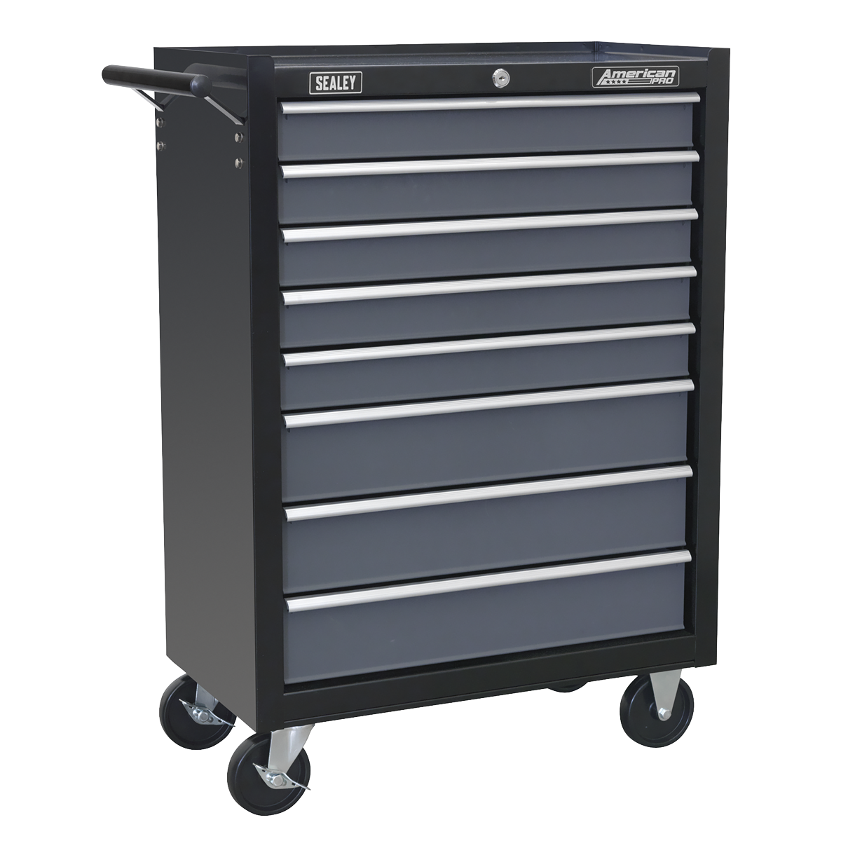 American PRO® Rollcab, 8 Drawer, Black/Grey (AP3508TB) (Factory Refurbished C)