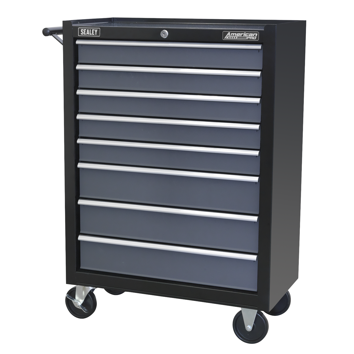 American PRO® Rollcab, 8 Drawer, Black/Grey (AP3508TB) (Factory Refurbished C)