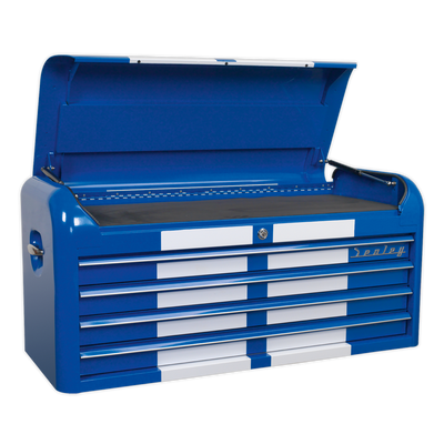 Premier™ Retro Style Wide Topchest, 4 Drawer, Blue with White Stripes (AP41104BWS) (Factory Refurbished B)