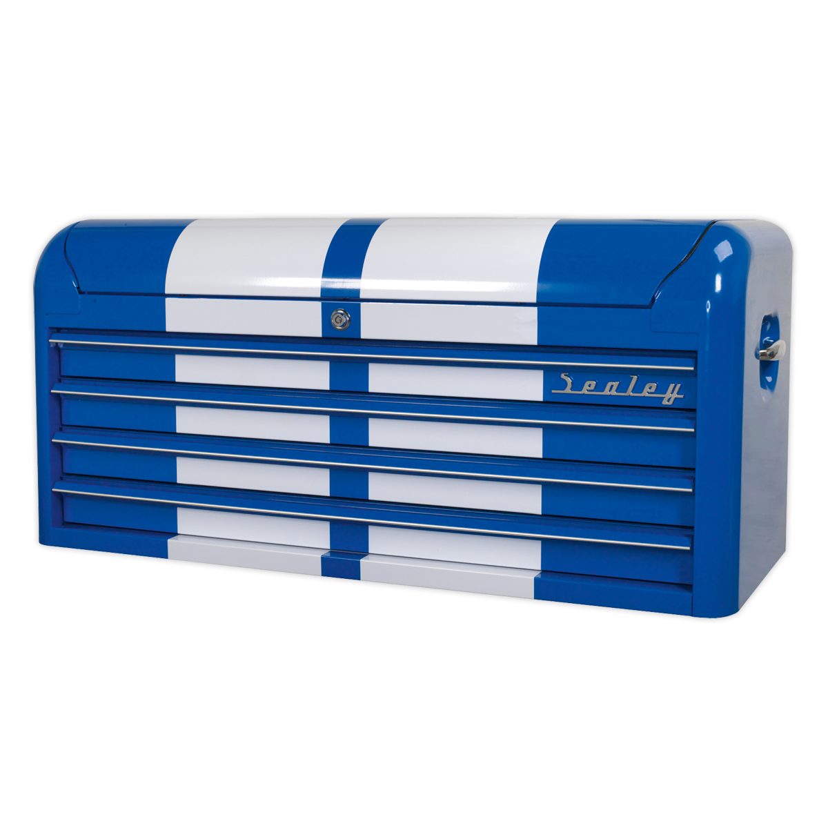 Premier™ Retro Style Wide Topchest, 4 Drawer, Blue with White Stripes (AP41104BWS) (Factory Refurbished B)