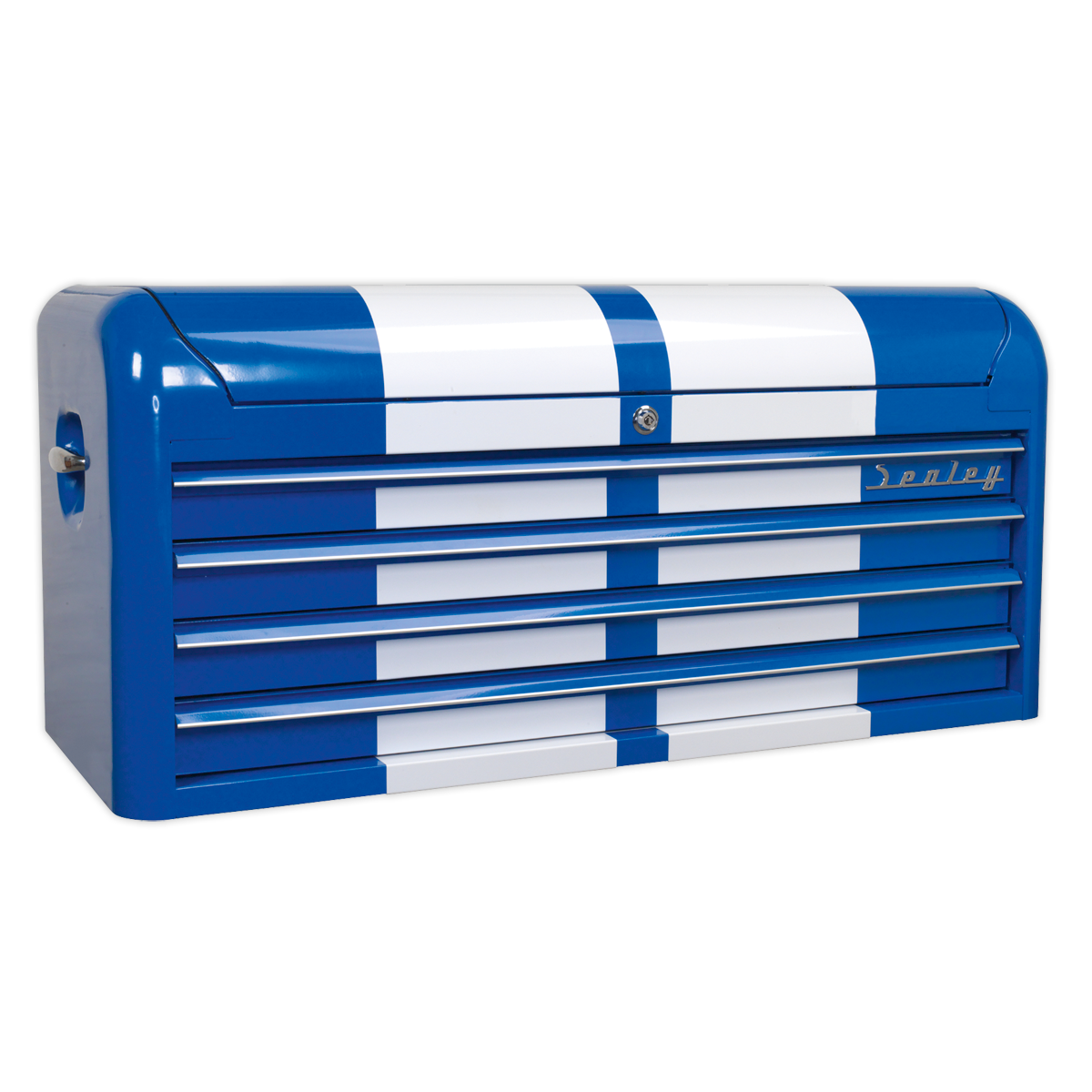 Premier™ Retro Style Wide Topchest, 4 Drawer, Blue with White Stripes (AP41104BWS) (Factory Refurbished B)