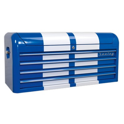 Premier™ Retro Style Wide Topchest, 4 Drawer, Blue with White Stripes (AP41104BWS) (Factory Refurbished B)