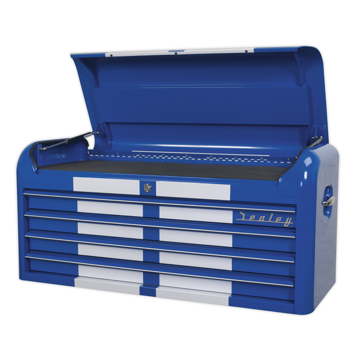 Premier™ Retro Style Wide Topchest, 4 Drawer, Blue with White Stripes (AP41104BWS) (Factory Refurbished B)