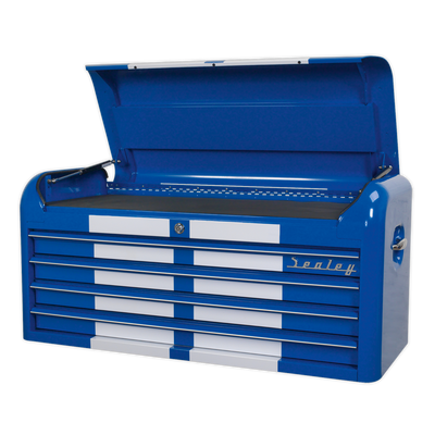 Premier™ Retro Style Wide Topchest, 4 Drawer, Blue with White Stripes (AP41104BWS) (Factory Refurbished B)
