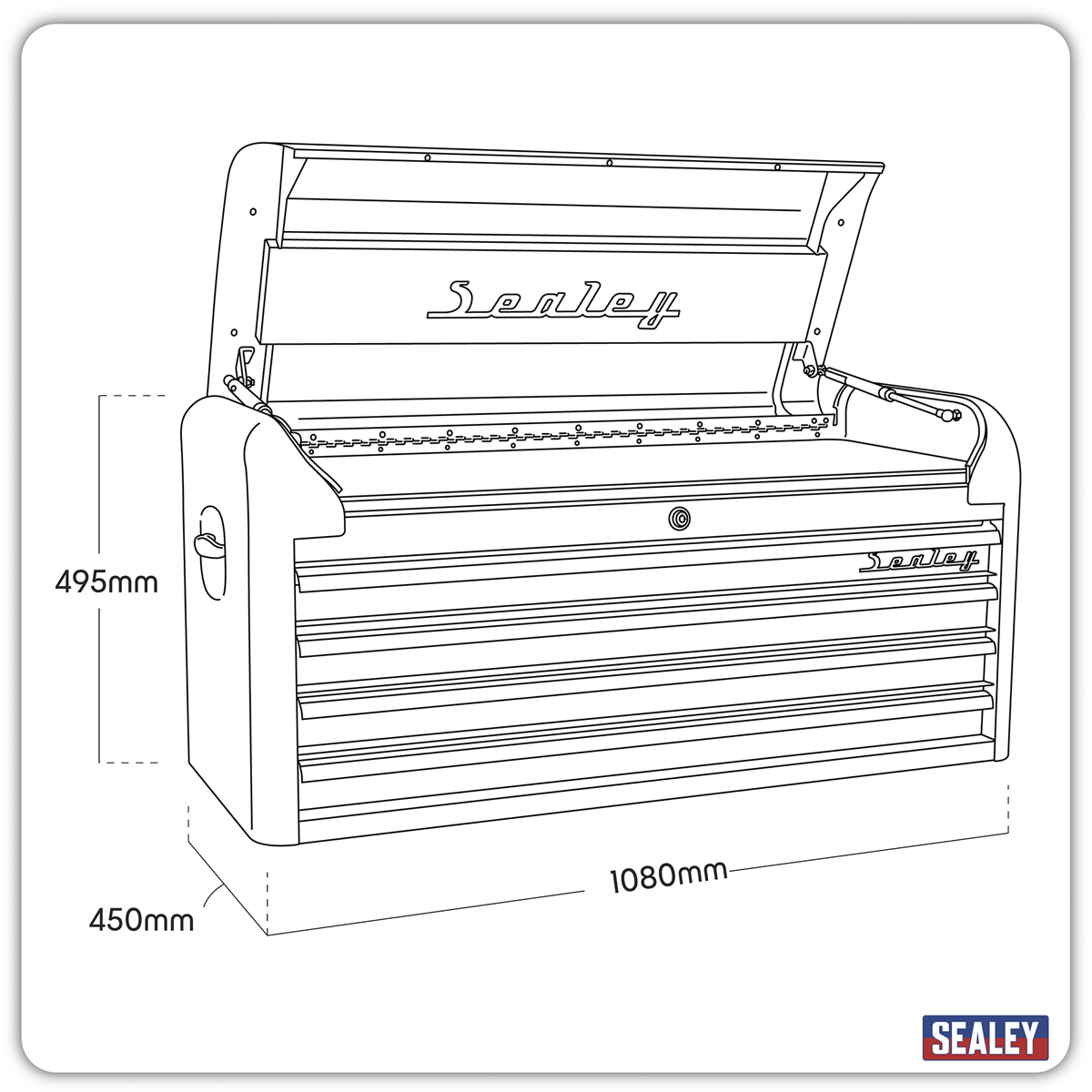 Premier™ Retro Style Wide Topchest, 4 Drawer, Blue with White Stripes (AP41104BWS) (Factory Refurbished B)
