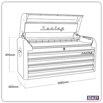 Premier™ Retro Style Wide Topchest, 4 Drawer, Blue with White Stripes (AP41104BWS) (Factory Refurbished B)