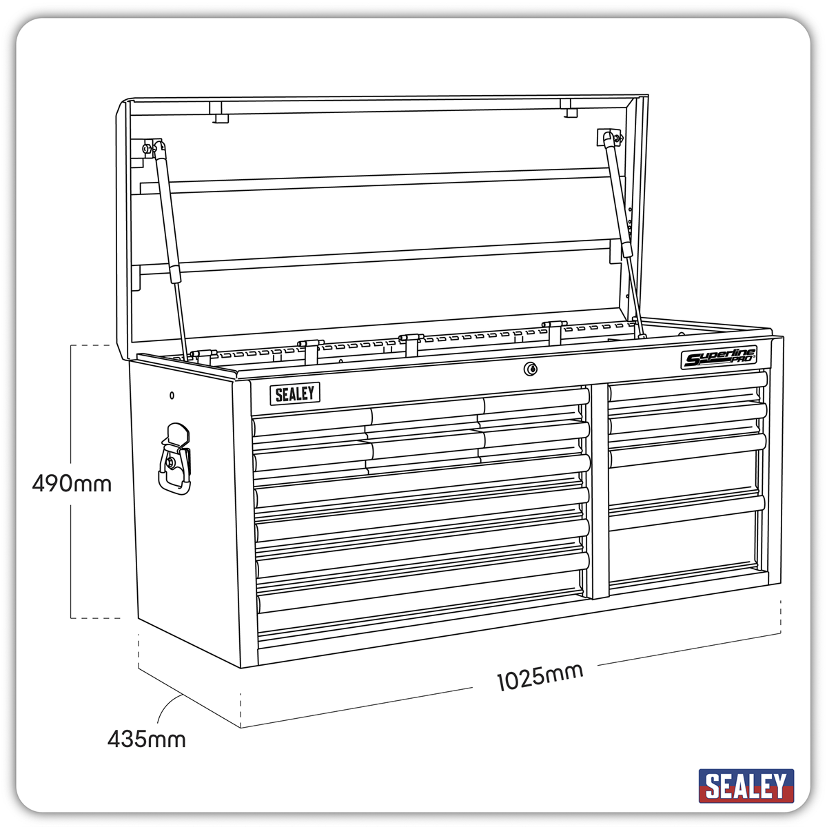 Superline PRO® Heavy-Duty Topchest, 14 Drawer, Black (AP41149B) (Factory Refurbished B)