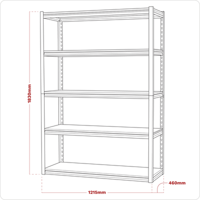 Racking Unit with 5 Shelves 600kg Capacity Per Level (Factory Refurbished B)
