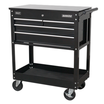 Superline PRO® Heavy-Duty Mobile Tool & Parts Trolley, 4 Drawer, Black (AP850MB) (Factory Refurbished C)