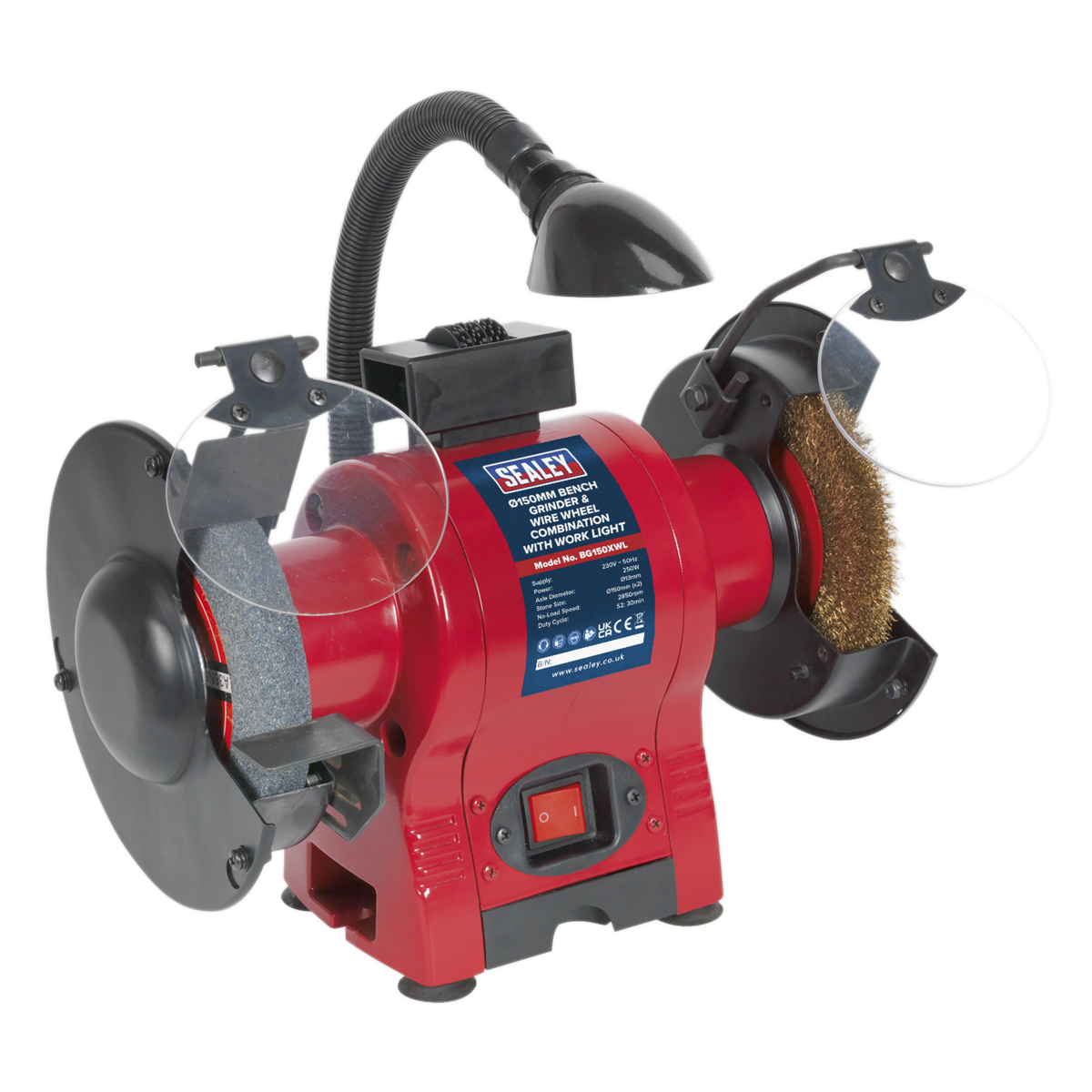 150mm Bench Grinder & Wire Wheel Combination with Worklight 250W/230V (Factory Refurbished B)